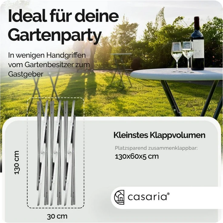 Casaria Stehtisch Klappbar, Holz Optik Weiß, 60cm – Bild 3