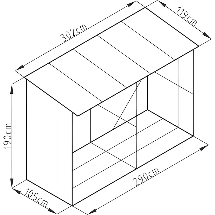 Vente-unique - VARWOOD Gartenhaus Metall GrauBraun - B 105 cm x H 190 cm x L 290 cm – Bild 3