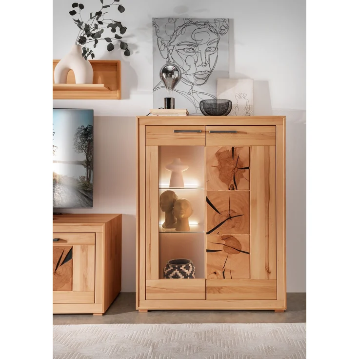 Wohnzimmer-Set >WZ-0315< (BxHxT: 316,6x201x46 cm) in natur geölt aus Kernbuche – Bild 4