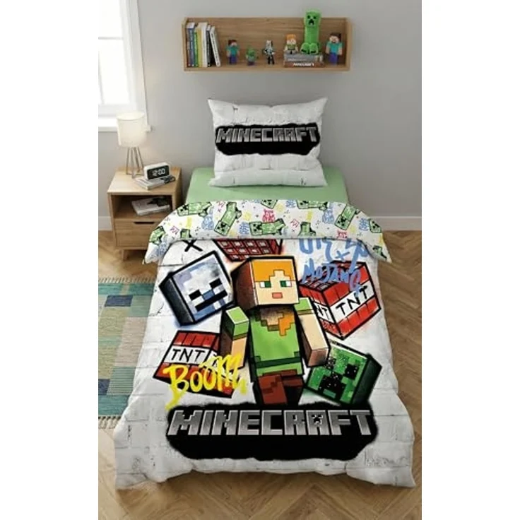 Minecraft Bettwäsche Set aus Mikrofaser Bettdeckenbezug 140 × 200 cm mit 70 × 90 cm Kissenbezug – Bild 3