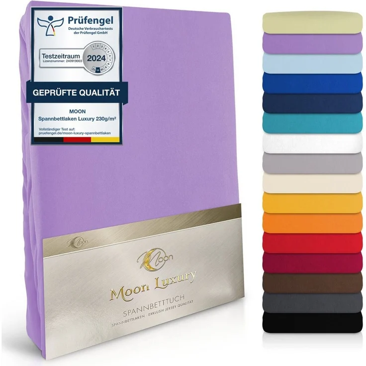 MOON Heimtextilien Spannbettlaken MOON-Luxury Spannbettlaken Jersey Stretch 230g/m², 97% Mako-Baumwolle 3% Elastan – Bild 1