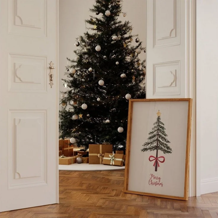 JUSTGOODMOOD Poster Weihnachtsposter Merry Christmas Aquarell Geschenkidee Weihnachtsbaum, Zuckerstange (1 St) – Bild 3