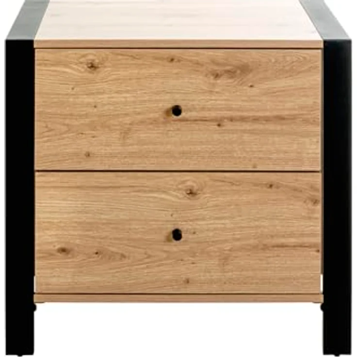 XXXL Nachtschrank, Schwarz, Eiche, Metall, 2 Schubladen mit Soft-Close-System, 60x60x42 cm, Schlafzimmer Möbel – Bild 4