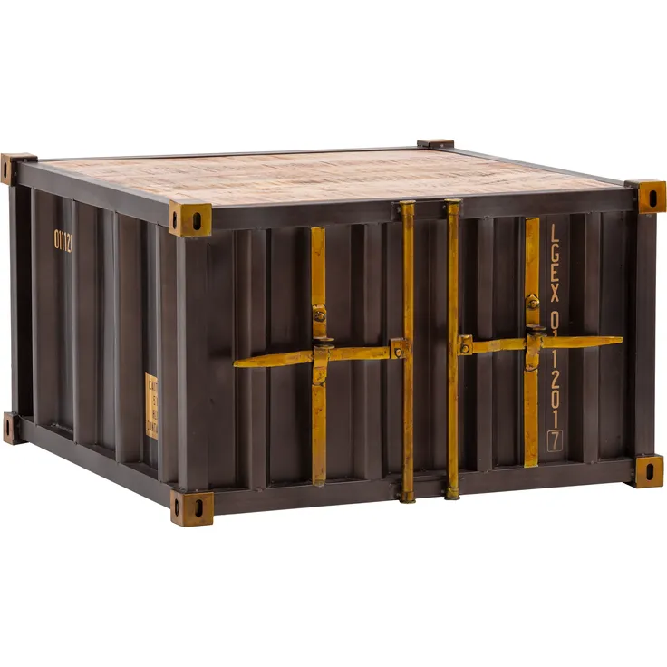 Couchtisch Cargon 85x85 cm von massivum Mangoholz und Metall braun Wohnzimmermöbel Industrie-Design, Containermöbel Sofatisch
