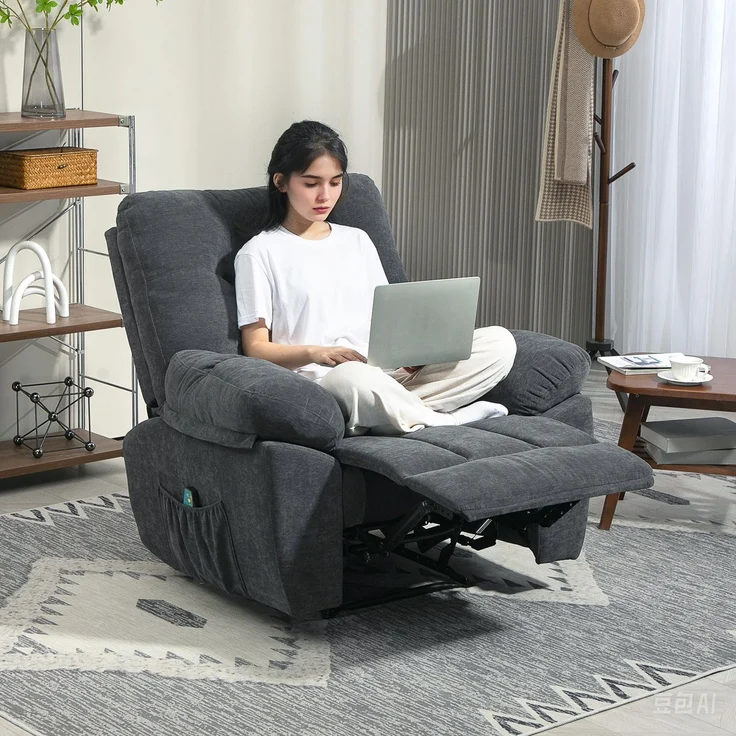 MELAYR, Recliner-Sessel, Massage-Polstersessel mit 8 Vibrationspunkten, 102 x 100 x 107 cm, Dunkelgrau – Bild 3