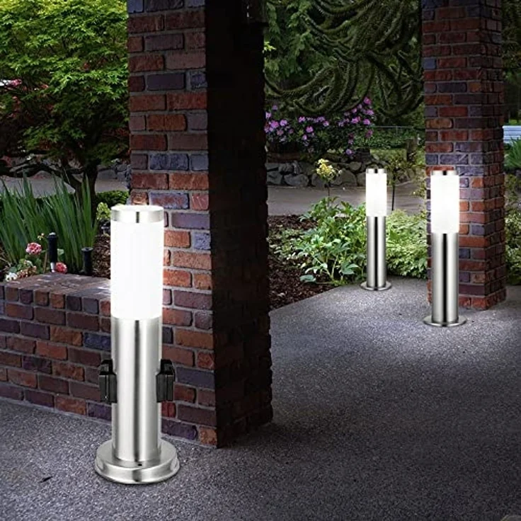 3er Set LED Stehleuchten für den Garten mit Steckdosen – Bild 2