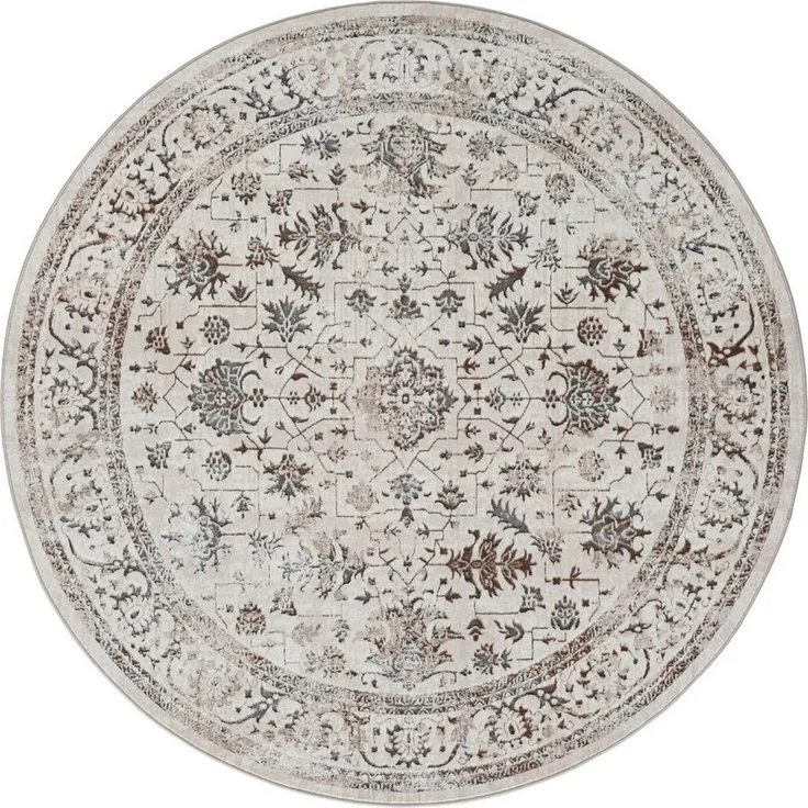 merinos Teppich Creation 50112, rund, Höhe: 10 mm, elegant, glänzend, Kurzflor, pflegeleicht, Wohnzimmer