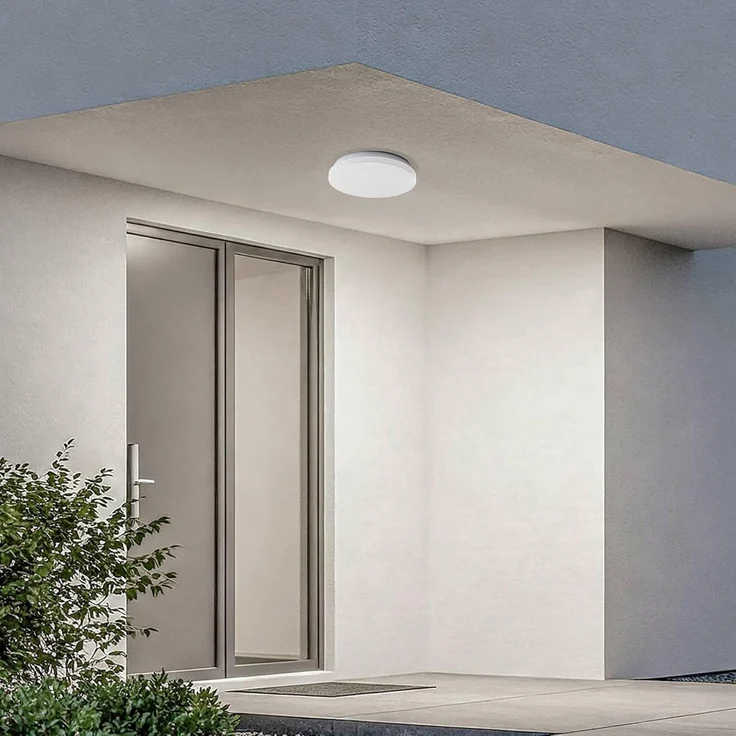 Lindby Außen-Deckenleuchte Kirkola, LED, Kunststoff Weiß warmweiß IP44mit Bewegungsmelder, LED 11 W gesamt, warmweiß – Bild 4