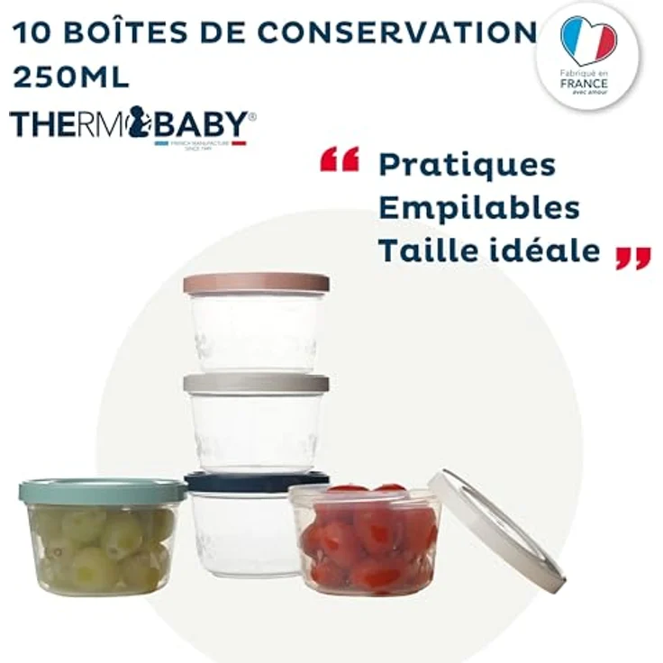 THERMOBABY Baby-Frischhaltedosen, 250 ml, hergestellt in Frankreich, 10 Stück – Bild 2