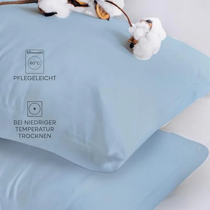 Twinzen® Kissenbezug 50x50 (2er-Set) - 100% Jersey Baumwolle 150 GSM Kissenbezüge - Blau - Für Kissenbezüge 50x50 cm - Kissenhülle - Kissenbezug mit Reißverschluss - Oeko-Tex Zertifiziert – Bild 7