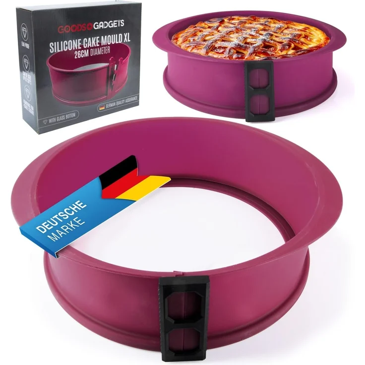 Goods+Gadgets Backform Silikon Springform, Antihaftbeschichtete Kuchen-Form & Glasboden – Bild 7