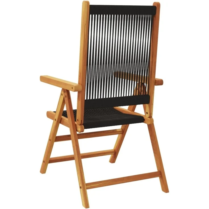 vidaXL Gartenstühle 2 Stk. Schwarz Massivholz Akazie und Polypropylen 367654 – Bild 5