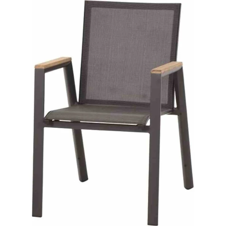 Siena Garden Dining Stapelsessel Savona matt anthrazit/schwarz silber/Teak – Bild 1