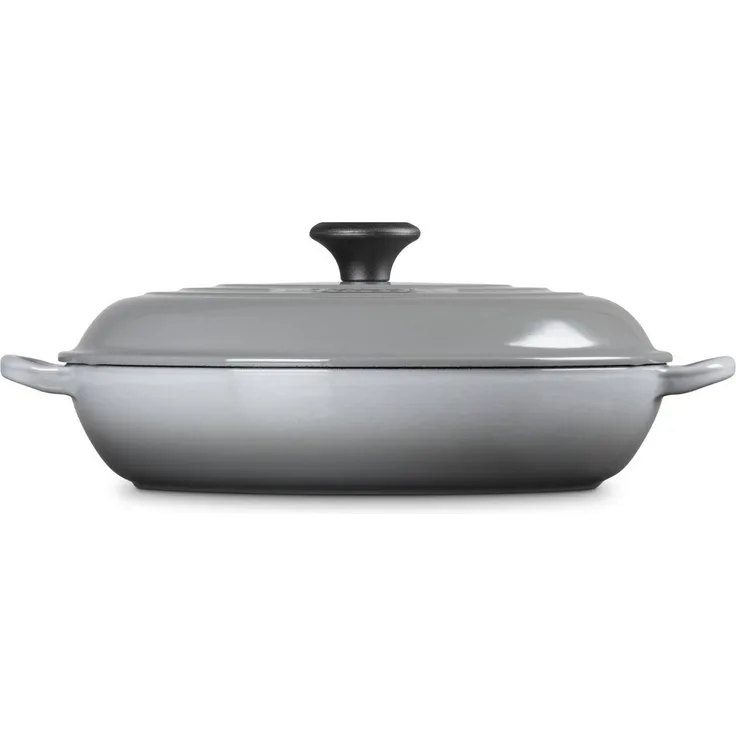 LE CREUSET Kochtopf Gourmet-Profitopf Tradition rund perlgrau 30cm, Emailliertes Gusseisen