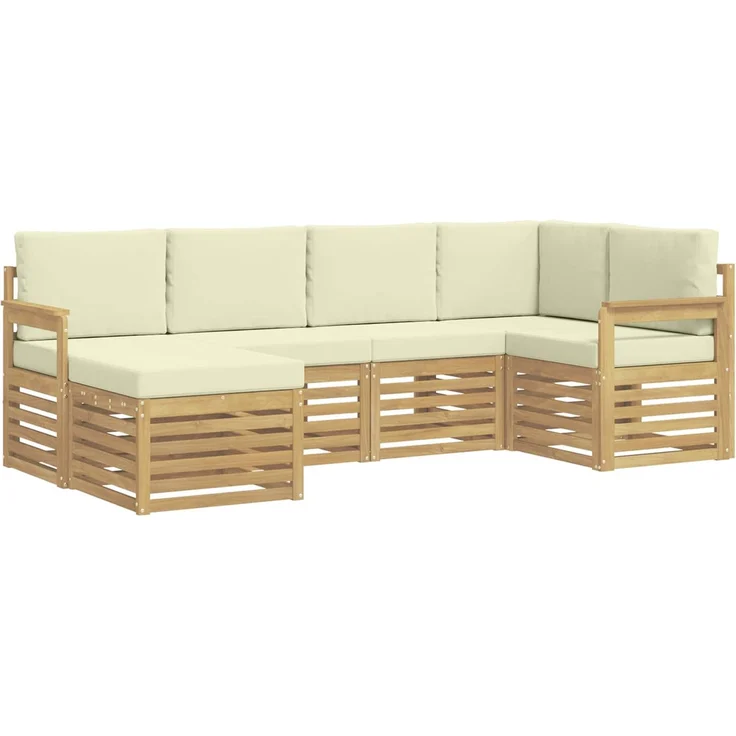 vidaXL Outdoor-Sofagarnitur 6 stk. 5-Sitzer Weiß und Creme Polyester 3392100 – Bild 2