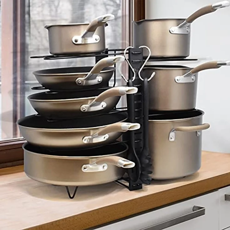 JOEJI’S KITCHEN PFANNENHALTER Eisenrahmen Schwarze Sprühlackierung 38 x 46 cm (H 46 x T 46 x B 38 cm) – Bild 6