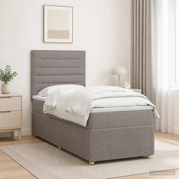 vidaXL LED Boxspringbett mit Matratze Taupe 80 x 200 cm Stoff 3455724 – Bild 4