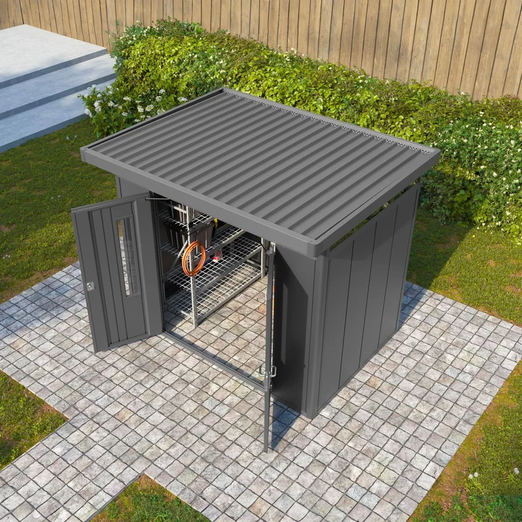 GFP Primeyard Gerätehaus Metall Gartenhaus 263x180x231 cm Geräteschuppen anthrazit – Bild 4