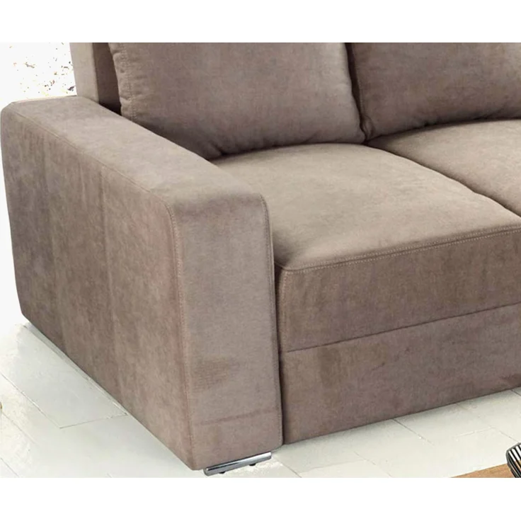 Ecksofa-Dauerschläfer Federkern Topper Bettkasten Schlafcouch in Hellbraun – Bild 6