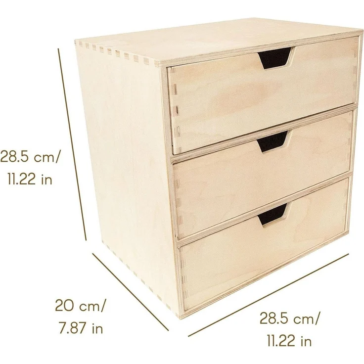 Creative Deco Schubladenbox Schubladenelement Mini-Kommode für Kleinigkeiten aus Birkensperrholz, (3-St) – Bild 2
