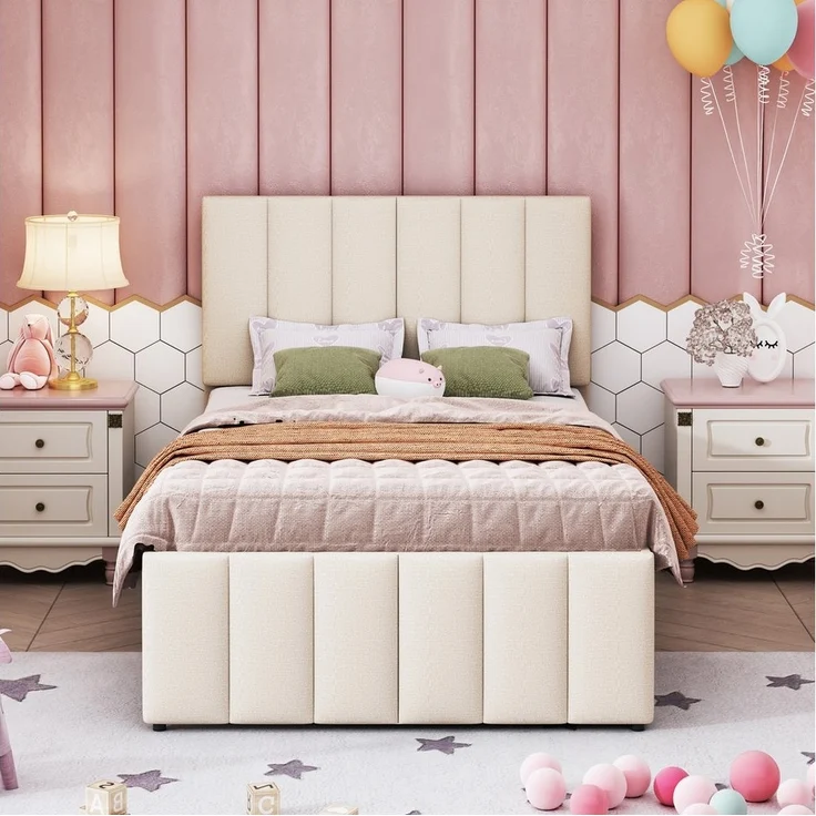 Flieks Polsterbett, Einzelbett 90x200cm mit 3 Schubladen und Ausziehbett 90x190cm – Bild 2