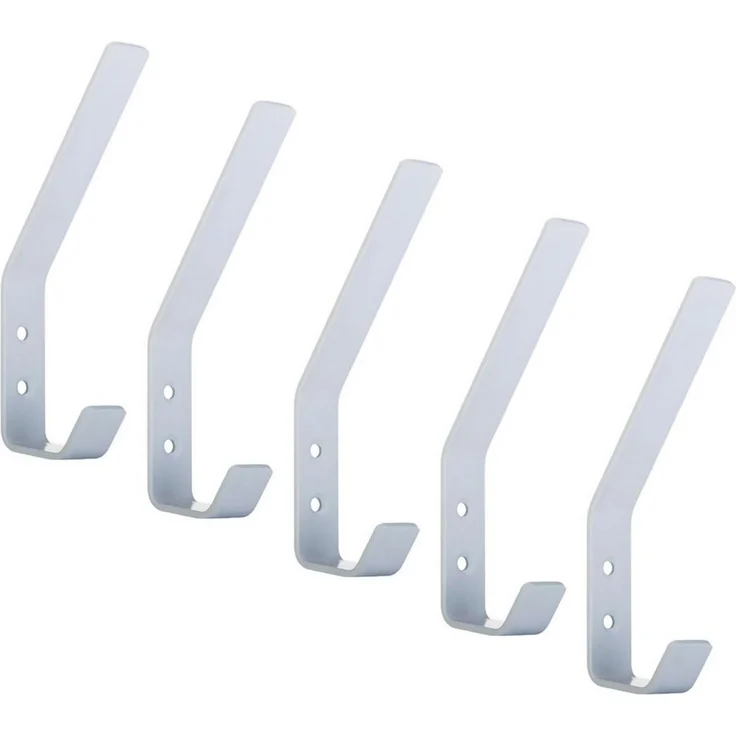 SO-TECH® Kleiderhaken doppelter Wandhaken, Edelstahl, 142 x 20 x 45 mm, (5-St), großer Jackenhaken mit abgerundeten Kanten weiß – Bild 1