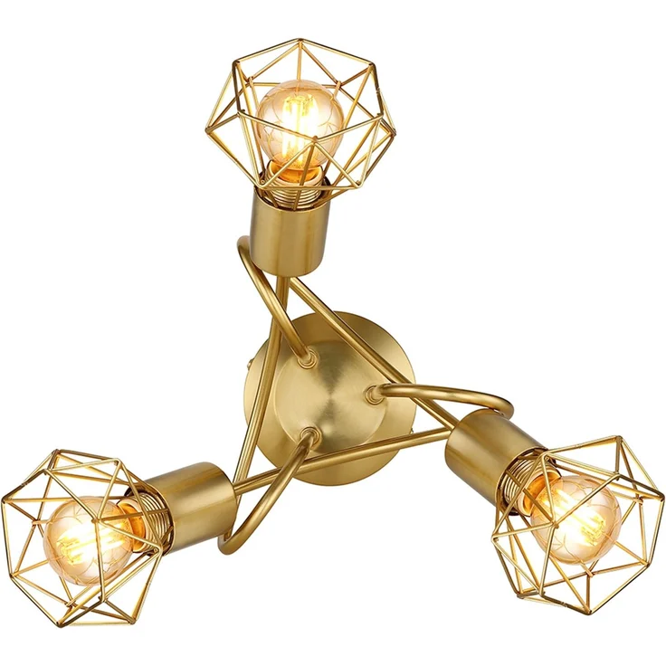 Deckenleuchte, 3 Flammig, Gitter, gold, D 36 cm – Bild 5