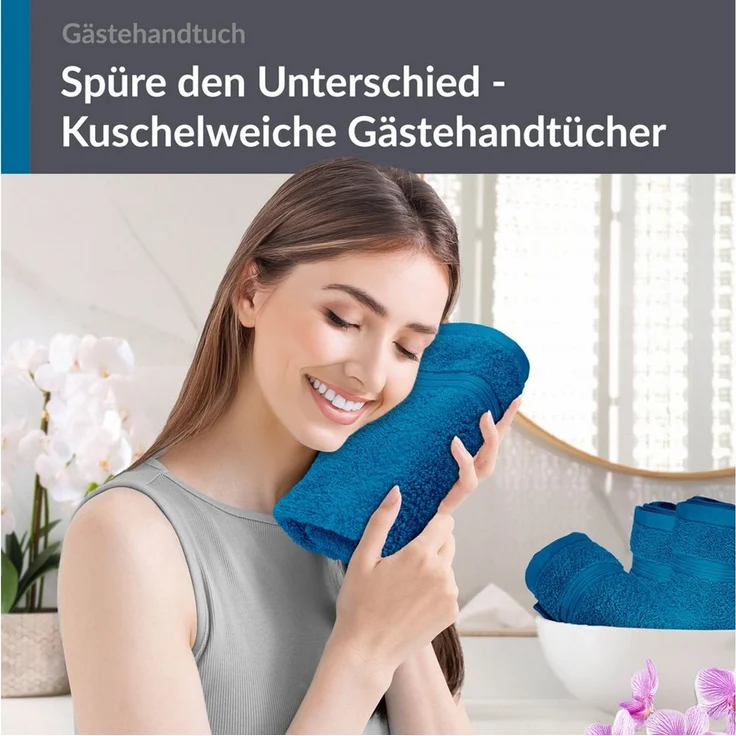 Lashuma Gästehandtücher - Kleine Handtücher Linz, Frottee (Spar-Set, 4-St), Handtücher Petrol Blau 30x50 cm – Bild 2