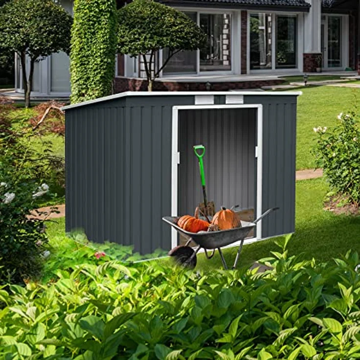 HATTORO P100 Metall Gerätehaus Geräteschuppen Garten Schuppen Gartenhaus Grau – Bild 5