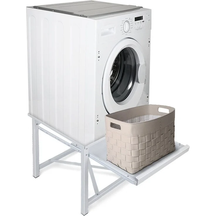 XIIW Waschmaschinenuntergestell Verstärkt Podest mit Ablage H52cm Waschmaschinen Untergestell Unterbau, Zubehör für Stabil Stahl Trocknersockel bis 150KG 60 x 56 x 52 cm, mit Rutschfester Füße Trockner Sockel Erhöhung – Bild 3