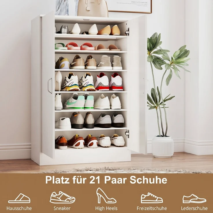 HOMCOM Schuhschrank, Spanplatte, Weiß, 70L x 35B x 108H cm – Bild 4
