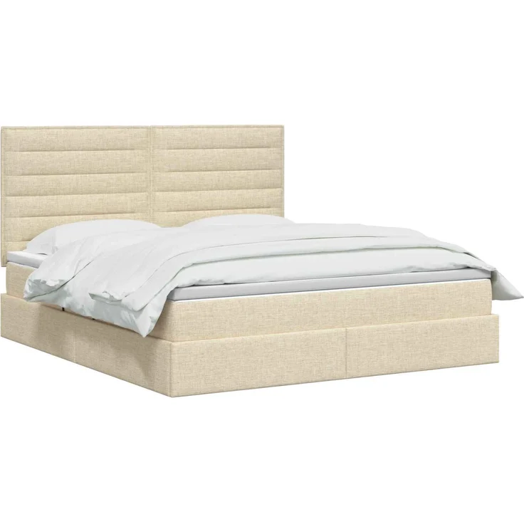 vidaXL Aufbewahrungsbett mit Matratze Creme 160 x 200 cm Stoff 3459454 – Bild 3