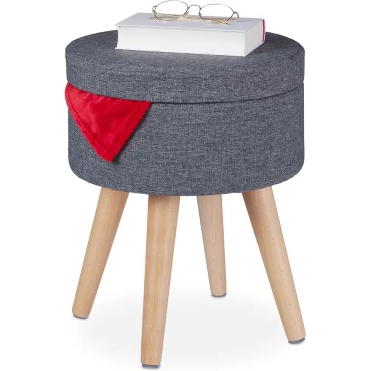 Relaxdays Runder Sitzhocker mit Tischfunktion