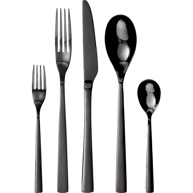 Besteck-Set Porto, 10-teilig, 2 Personen, Edelstahl, schwarz