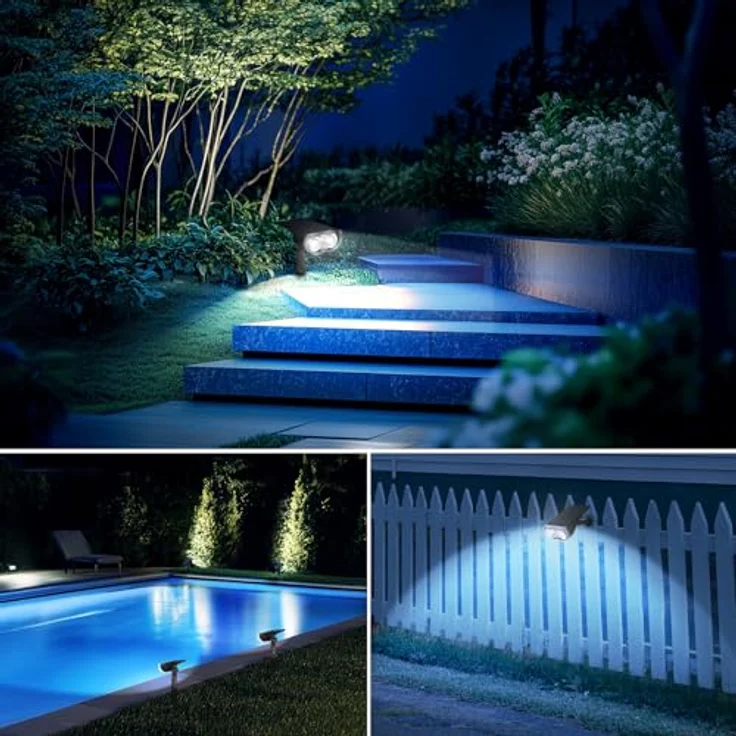 Linkind StarRay Solar Gartenleuchte mit Bewegungsmelder, 6500K Tageslichtweiss Solarlampen für außen, IP67 Außen-Wandleuchte mit Dauerlicht, 1000lm Hell Solarstrahler für Garten, Garage, 2 Stk. – Bild 10