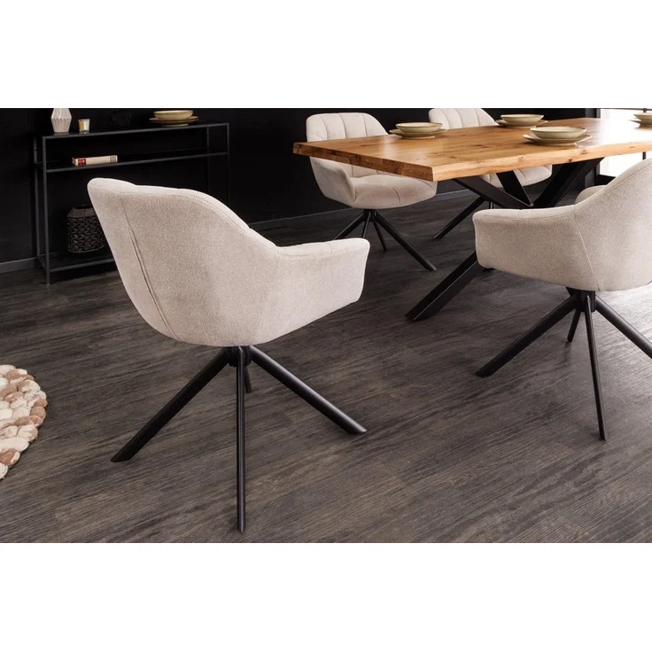 riess-ambiente Polsterstuhl PAPILLON champagner beige / schwarz (Einzelartikel, 1 St), Esszimmer · Stoff · Metall · Armlehne · 180° drehbar · Modern Design – Bild 2