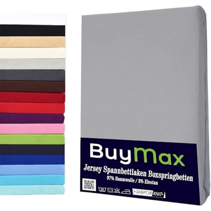 Buymax Wasserbett Spannbettlaken Stretch 180x200-200x220 cm für Wasserbetten und Boxspringbetten, Silber Grau, für Matratzenhöhe bis 35 cm, waschbar bei 60 °C – Bild 1