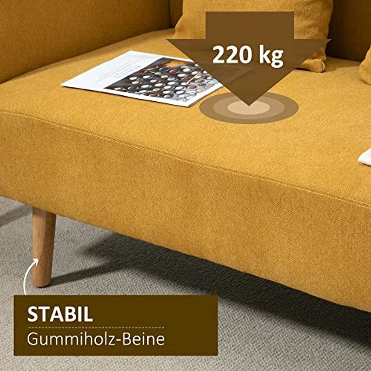 HOMCOM 2-Sitzer Doppelsofa mit Kissen und Anti-Rutsch Beinen – Bild 6