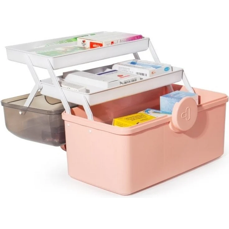 Zedelmaier Aufbewahrungsbox Medikamenten Aufbewahrung Medizinbox Apothekenbox HausapothekeBox Groß (YX1004), Tragbar, Kindersicherung, 3 Treppenabteile – Bild 4
