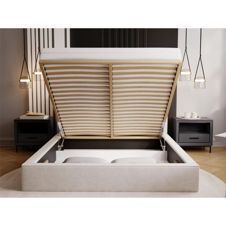 GRAINGOLD Monaco Doppelbett 180x200, Polsterbett mit Bettkasten und Kopfteil, Velour-Stoff, Dunkelgrau – Bild 7