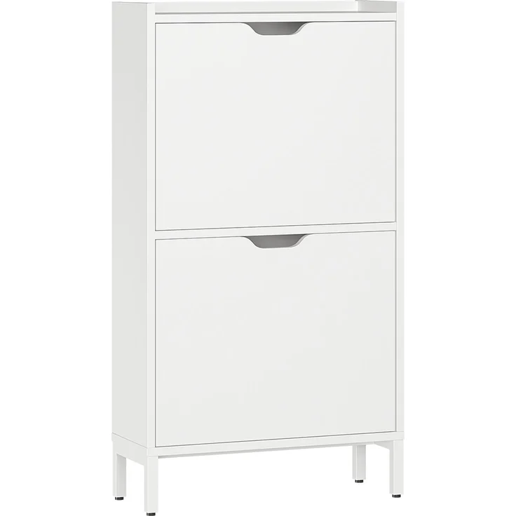 Bellamio 'Ceyhan' Schuhschrank mit 2 Klappen, schmales Schuhregal, weiß, 50x19x90 cm, Schuhkipper für 4 paar Schuhe – Bild 10