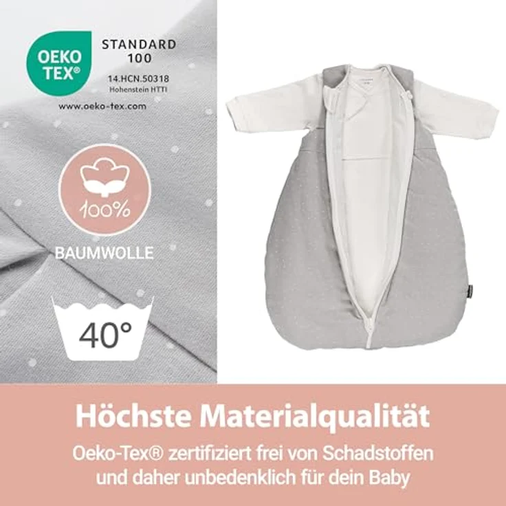 LaLoona 2-tlg. Schlafsack-Set - Dots - Light Taupe, Innenschlafsack aus Baumwolle, Größe 50/56, TOG 3,5 – Bild 8