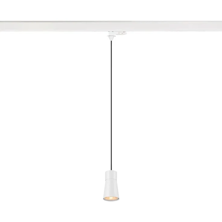 SLV PURI 2.0 Cone, 3~ Pendelleuchte, GU10, Pendellänge 200cm, 1x max. 6W, weiß - Leuchten mit 3 Phasen Adapter 230V