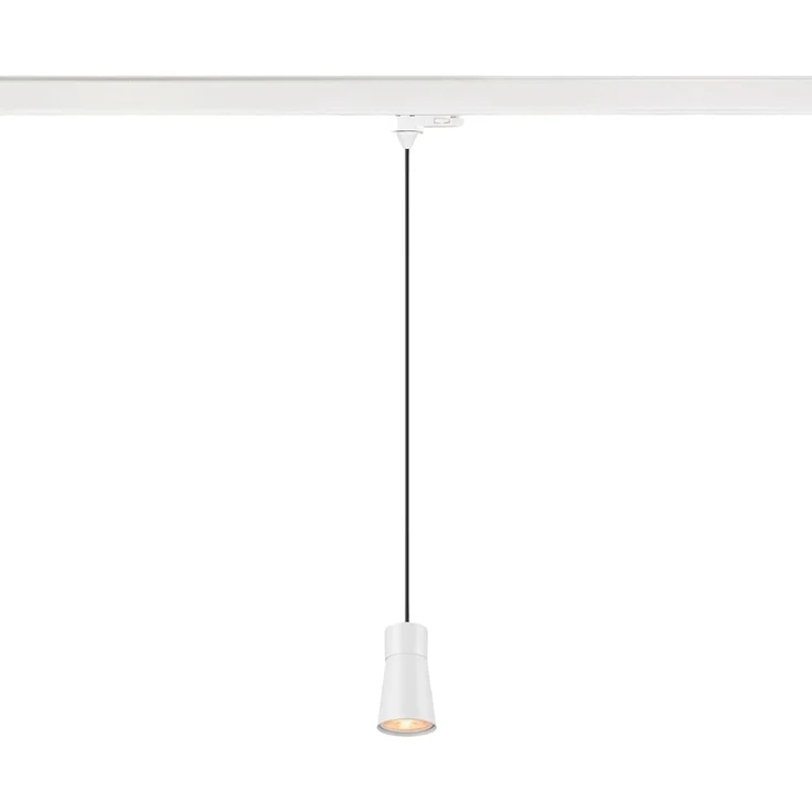 SLV PURI 2.0 Cone, 3~ Pendelleuchte, GU10, Pendellänge 200cm, 1x max. 6W, weiß - Leuchten mit 3 Phasen Adapter 230V