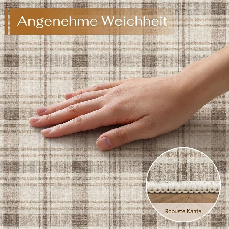 PURECOZY Teppich kariert, weich kuschelig, rutschfest & waschbar mit stabiler Umrandung, rechteckig, Höhe: 6.1 mm, geeignet für verschiedene Innenräume, 120 x 180 cm – Bild 3