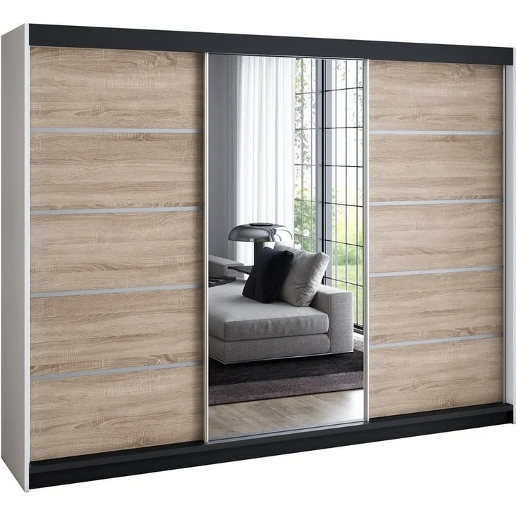 A&J MöbelLand GmbH Schiebetürenschrank VILANO mit 4 Schubladen und Spiegel (TOP ANGEBOT! Geräumiger Schrank mit einer Breite von 200 cm und Spiegel, ideal zur Aufbewahrung von Kleidung und Accessoires. 4 Schubladen und viel Stauraum. TOP PRODUKT! Wähle... – Bild 5