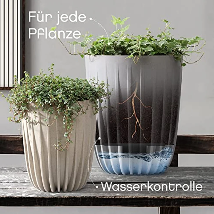 KONZEPT Blumentopf Hoher Blumentopf, Pflanzkübel Groß für Außen, Balkon, Übertopf mit Drainagesystem – Bild 7
