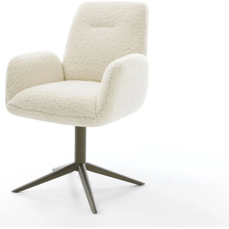 Drehstuhl Zoa-Flex Teddystoff Beige Fußkreuz Effektfinish Titan 360° drehbar Wippfunktion Taschenfederkern – Bild 1