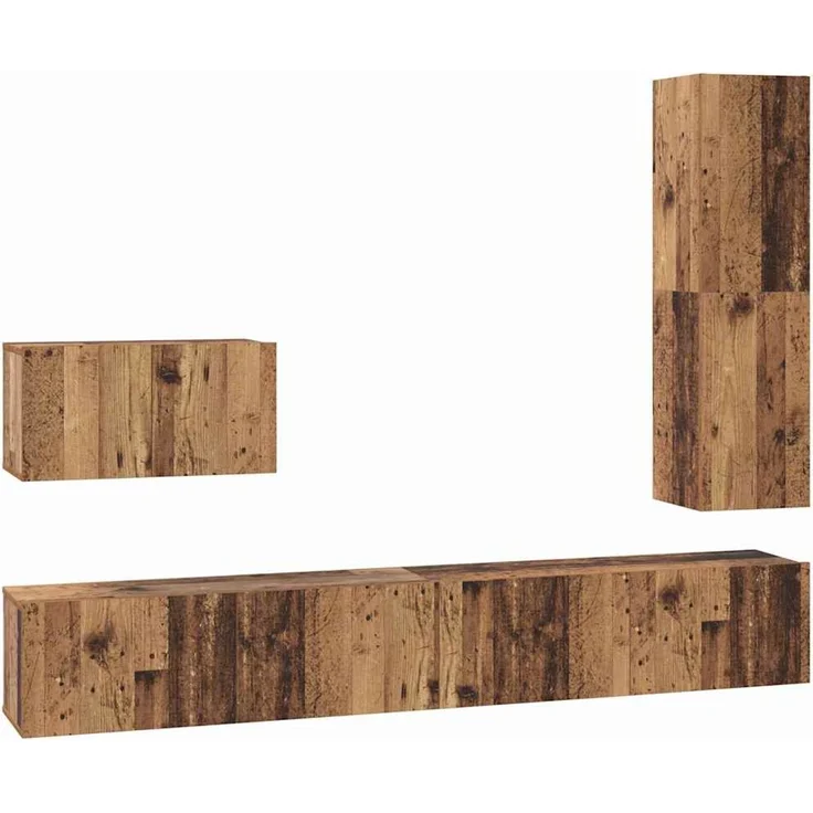 vidaXL TV-Schrankset mit Schubladen 4 pcs Altholz Holzwerkstoff 3393327 – Bild 1
