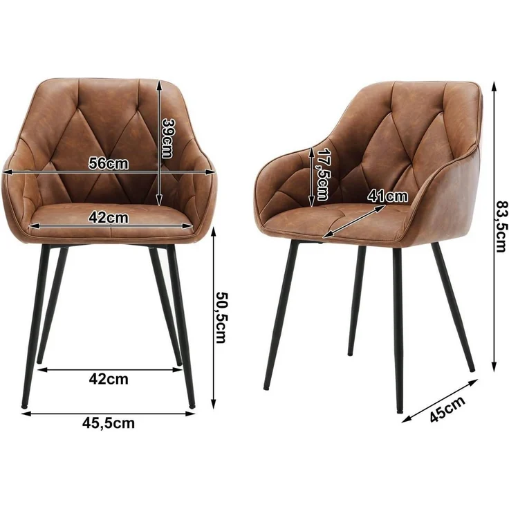 Woltu 4-Fußstuhl (Set, 6 St), Esszimmerstühle ergonomischer aus Kunstleder – Bild 2